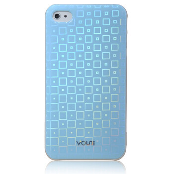 沃尤尼（VOUNI）iPhone激光方格保护壳 适用于iPhone4/4s 蓝色