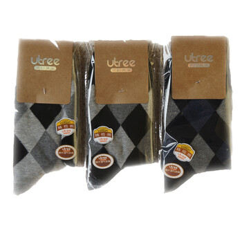 Utree 约晴 男袜 菱形 精梳棉 商务袜子 6随机