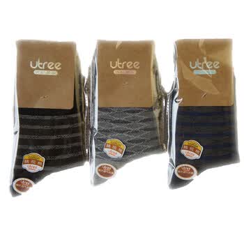 Utree 约晴 男袜 碎花条纹 精梳棉 商务袜子 10双随机色 10双随即色