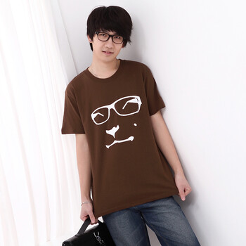 AMH 韩国2012男装夏装新款韩版头像印花常规袖短袖T恤NZ2040 咖啡色 L