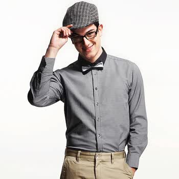 MGB 灰色 条纹全棉商务休闲款长袖衬衫8937106-93 灰色 185/104A