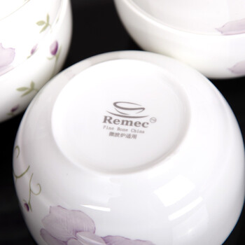 金禹瑞美REMEC 紫百合4.5英寸韩式碗10个装唐山骨瓷餐具套装