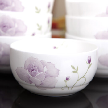 金禹瑞美REMEC 紫百合4.5英寸韩式碗10个装唐山骨瓷餐具套装