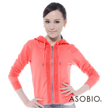ASOBIO 2012新款春夏卫衣开衫带帽卫衣 4111161810 深西瓜红 40