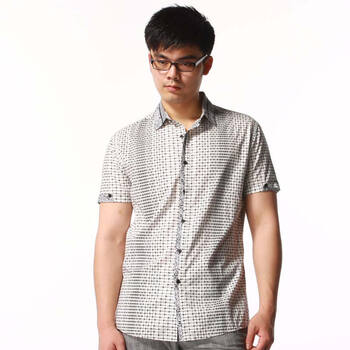 利郎LILANZ 夏季新品 时尚休闲衬衫 1XXC0201Y 白黑间色 190