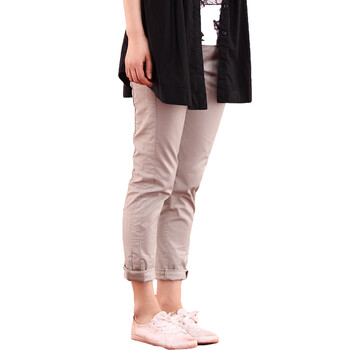 茵曼INMAN2012夏装新款纯棉罗纹拼接休闲小脚裤822091354 浅灰色 XXL