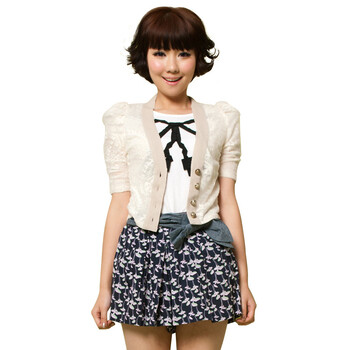 Basic House 百家好 夏装 短款绣花镂空女外套 HLJK320H 黑色/BK 160/84A/M