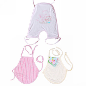 牵手娃 婴幼儿连腿肚兜 圆点肚兜（三件装）1005A+1003A（小） 浅粉红 52码
