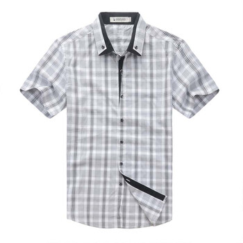 Goldpool高尔普2012夏装新款正品潮男格子短袖白色衬衫BE5643 白色 XXL