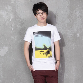 AMH 韩国2012夏装新款男装韩版修身纯色圆领短袖T恤NV2126 白色 XL