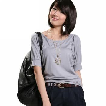 NEWTO 牛头牌 女装柔软舒适复古设计T恤E1084003 浅灰色 L(165/88A)