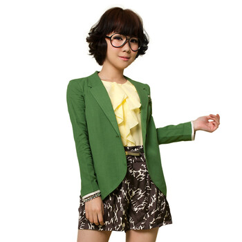 Basic House 百家好 夏装 女式绿色休闲西服HLJK320A 蓝色 165/68A/L