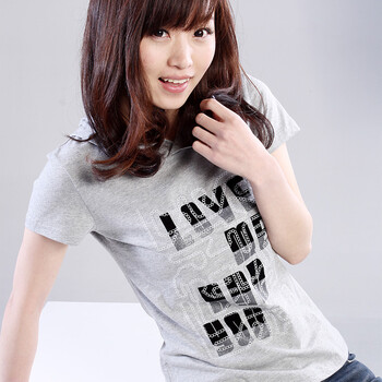 约晴 Utree 女士 纯棉 字母TT T-shirt 灰色 XL