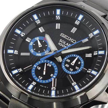 精工SEIKO 三眼时尚 全黑 100M防水 男士手表