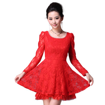 欧布娅诺 obuyano 圆领长袖礼服S1021白色 XL 红色 XL