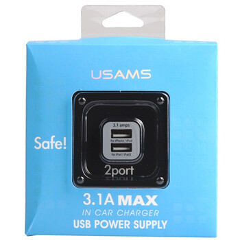 优胜仕（USAMS）3.1A双USB超短迷你式万能车充（黑色）适用于苹果the new iPad(iPad3) iPad2 iPhone4/4s