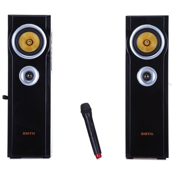 奔腾(BNTN） BT-8250 (侧置低音 内置自带无线麦克风) 迷你台式音响（黑胡桃木色）