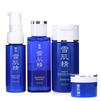 kose高丝雪肌精四件套（洗颜粉20g+乳液20ml+眼霜6ml+化妆水24ml）