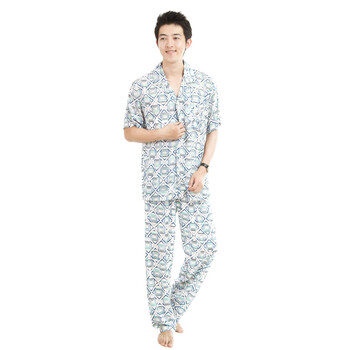 派邦奴 春夏男士木棉印花短袖家居服套装/礼盒 2516 蓝色 XXL