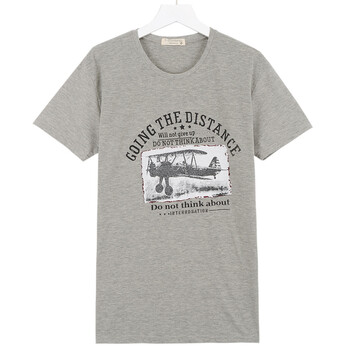 AMH 韩国2012新款夏装男装韩版修身短袖印花T恤NR2117 灰色 180/96A XL
