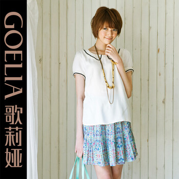 歌莉娅GOELIA 2012夏季新款 甜美蕾丝圆领衬衫26E3B420 纯白 L