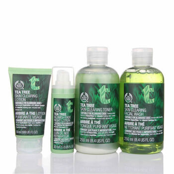 TheBodyShop TBS美体小铺 茶树油控油4件套(洁面胶250ml+爽肤水250ml+祛痘晚露30ml+保湿膏50ml)