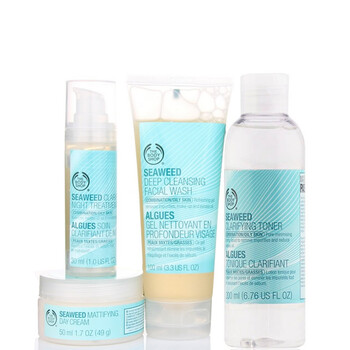 The Body Shop TBS美体小铺 海藻净化4件套(洁面胶100ml+调理水200ml+日霜50ml+精华30ml)控油保湿