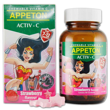APPETON 爱必顿 咀嚼糖片 草莓味（7-12岁含维生素C）６０粒（马来西亚）