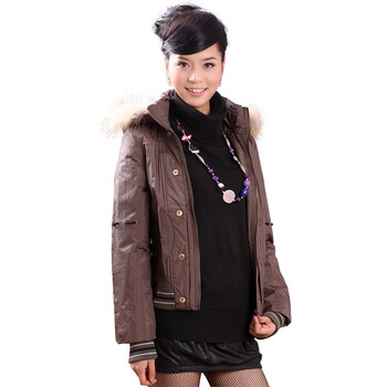 恒源祥 女式短款 时尚韩版可脱卸帽羽绒服7067 深灰3# 175/96A(XXL)