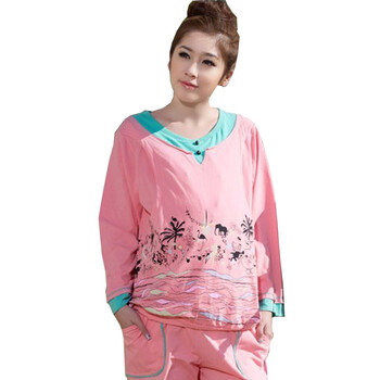 雅孕-DE82 春夏孕妇哺乳衣 月子服 家居服 喂奶衣 外出服套装 西瓜红 XL