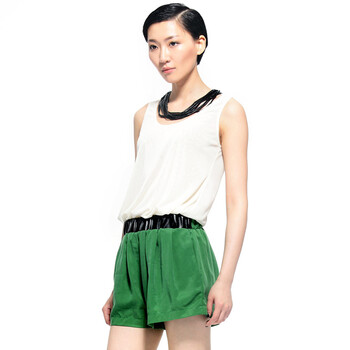 巴哈米舍CELLMICELL 2012夏季新款女装 滑爽天丝短裤 松紧腰百搭 设计师款热裤 707AK026 绿色 L