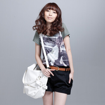 麦考林EUROMODA 女装 SARA时尚印花T恤 多色可选 SF125435 卡其绿20 L