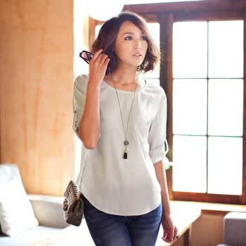 麦考林Jeans 女装 摩登都会J1知性衬衫 多色可选 SF130783 浅灰71 XL