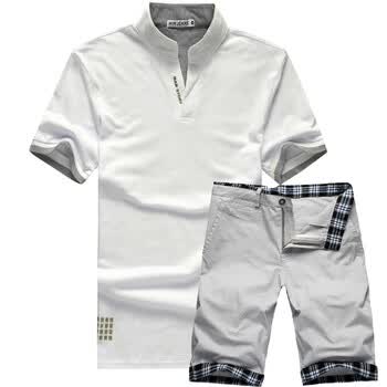 维杰斯WINJEANS 2012新款潮男时尚夏日套装（五分裤+立领POLO衫）14组可选 灰色 XXL+XXL/36
