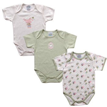 爱高玛 Acousma 2012新款婴儿连身衣 宝宝短袖三角爬服三件装 B4044 绿色 86码