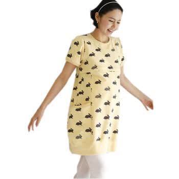 蕾曦 夏装纯棉孕妇装夏装韩版 孕妇哺乳孕妇裙子 RYMM.S026 黄色 均码