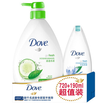 多芬清透水润沐浴乳720ml送沁凉水润沐浴乳190ml
