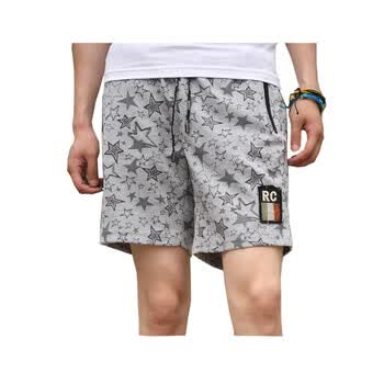 奥派阿西 夏季新款 个性五角星印花短裤 时尚休闲短裤 男士 03763 黑色 XXL
