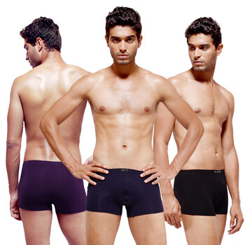 <em>IITA男士内裤</em> 性感竹纤维抑菌排汗平角裤 黑紫