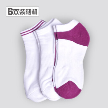 invacoo 半毛圈女士运动袜 全涤纶女袜子 脚底加厚 女短袜 6双装 均码 颜色随机