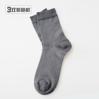 invacoo 男士绅士袜 精梳棉袜 水波纹 3双装 均码 颜色随机