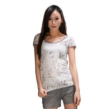 圣迪奥 sdeer 女装夏款个性晕染修身T恤白1280181 格子 XL