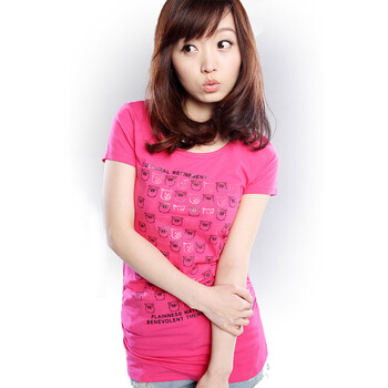 约晴 Utree 女士 纯棉 小猪T T-shirt 粉色 XL
