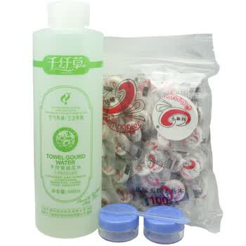 千纤草丝瓜水500ml 玛姬儿压缩面膜100枚 泡瓶一对 组合