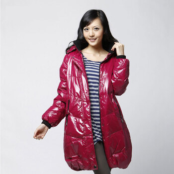 雅鹿·自由自在 女千鸟格时尚中长羽绒服^@^ F108850 红色 175/XXL