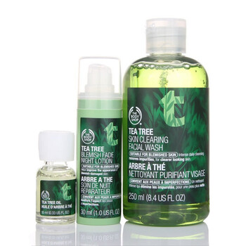 The Body Shop TBS美体小铺 茶树精油去痘调理套(精油10ml+精华液30ml+洁面胶250ml) 控油保湿袪痘