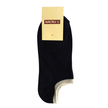 Nacru 纳古 2012春夏新品 男式休闲 纯色低帮撞色罗口船袜 黑色 均码