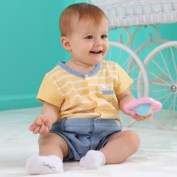Baby2 2012新款夏装男婴童连体衣YAA392062 黄色 80
