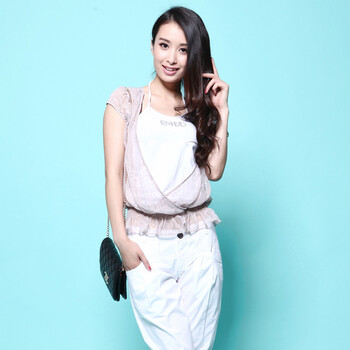 浪漫一身 2012夏装豹纹假两件套 松紧腰短袖衬衫女8021213 深卡其花 L