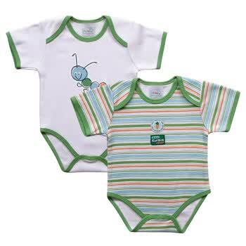 爱高玛 Acousma 2012新款婴儿连身衣 宝宝短袖三角爬服两件装 B4038 绿色 80码